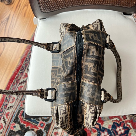 Fendi | Tobacco Zucca Coated + Canvas Mix Handbag - Picture 4 of 12